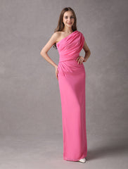 One Shoulder Chiffon Floor Length Bridesmaid Dress