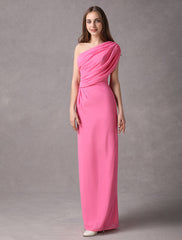 One Shoulder Chiffon Floor Length Bridesmaid Dress