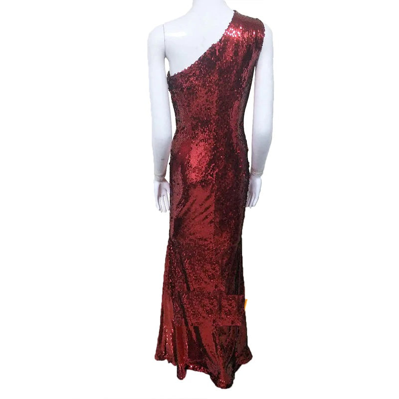 One Shoulder Floor-Length Celebrity Party Dress