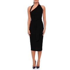 One Shoulder Halter Strap Midi Club Bandage Dress