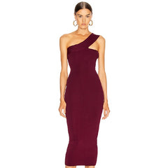 One Shoulder Runway Sleeveless Party Bodycon Dress