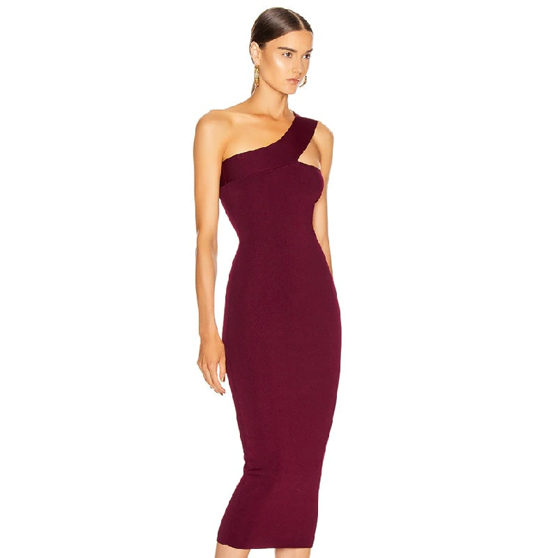 One Shoulder Runway Sleeveless Party Bodycon Dress