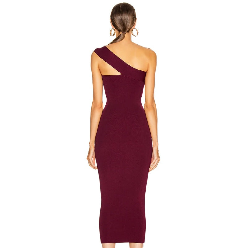 One Shoulder Runway Sleeveless Party Bodycon Dress