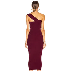 One Shoulder Runway Sleeveless Party Bodycon Dress