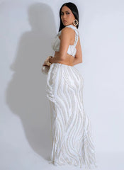 One Shoulder Sleeveless Crop Tops and Fishtail Skirt Two Piece Sets Outfits