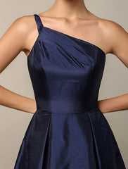One Shoulder Taffeta Short Bridesmaid Dress