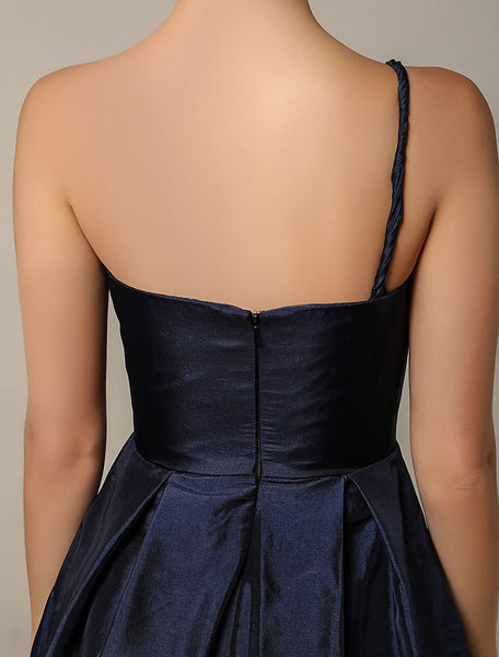 One Shoulder Taffeta Short Bridesmaid Dress