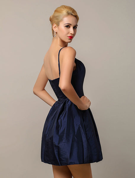 One Shoulder Taffeta Short Bridesmaid Dress