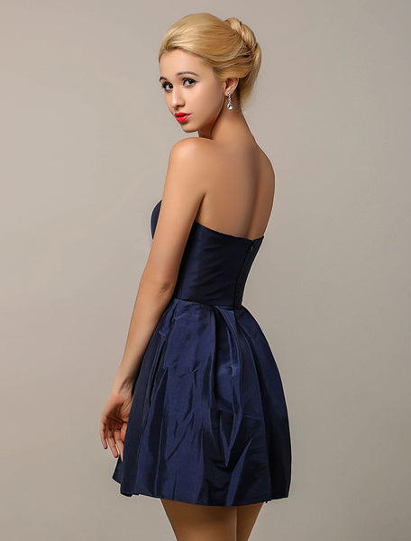 One Shoulder Taffeta Short Bridesmaid Dress