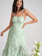 Open Back Tie Shoulder Strap High Waist Dress