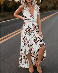 Open Back V-Neckline Maxi Dress