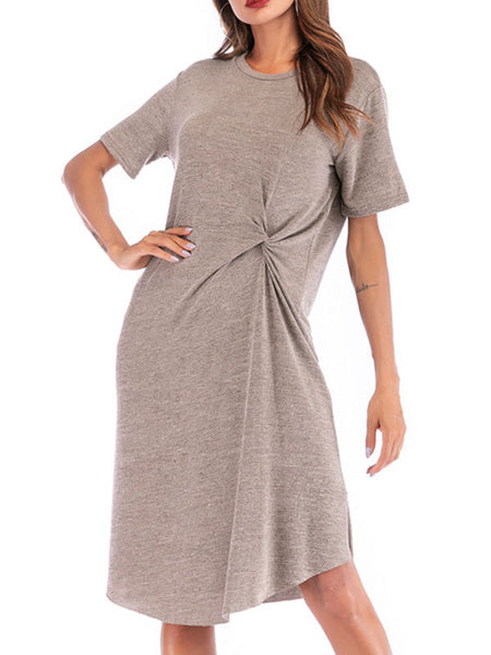 Oversized Knotted Short Sleeve T Shirt Dress