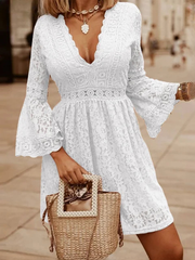Party Mini Vestidos V Neck Casual Evening Ruffled Sundress