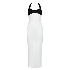 Patchwork Backless Bodycon Halter Bandage Party Dress