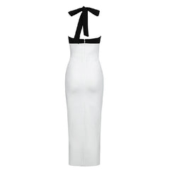 Patchwork Backless Bodycon Halter Bandage Party Dress