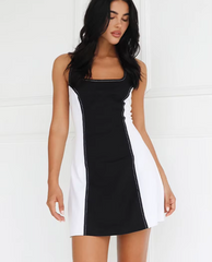 Patchwork Halter Sleeveless Bodycon Backless Streetwear Mini Dresses