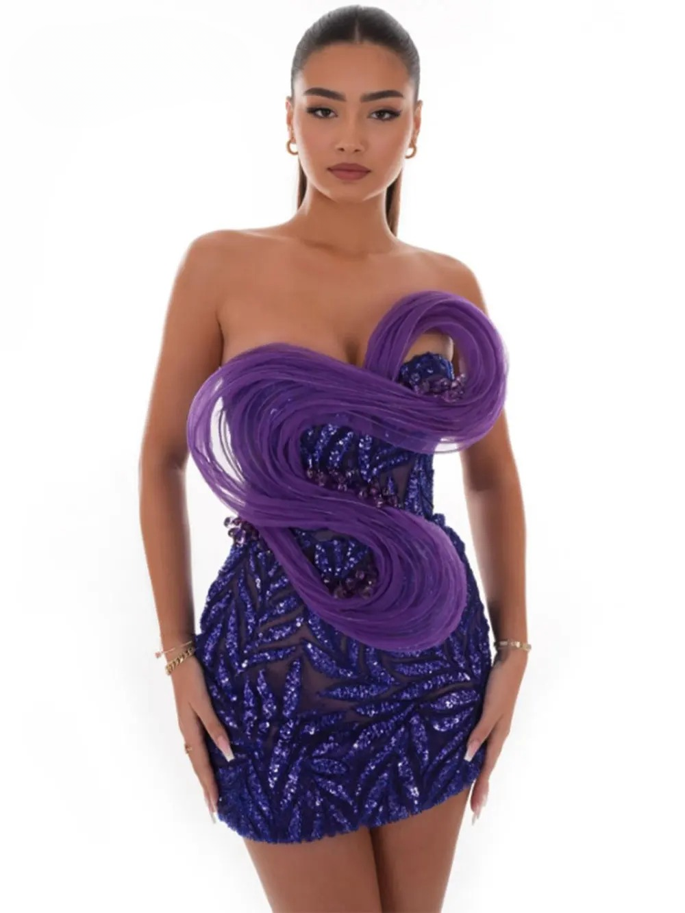 Patchwork Sequin Strapless Sleeveless Cocktail Party Bodycon Backless Mini Dress