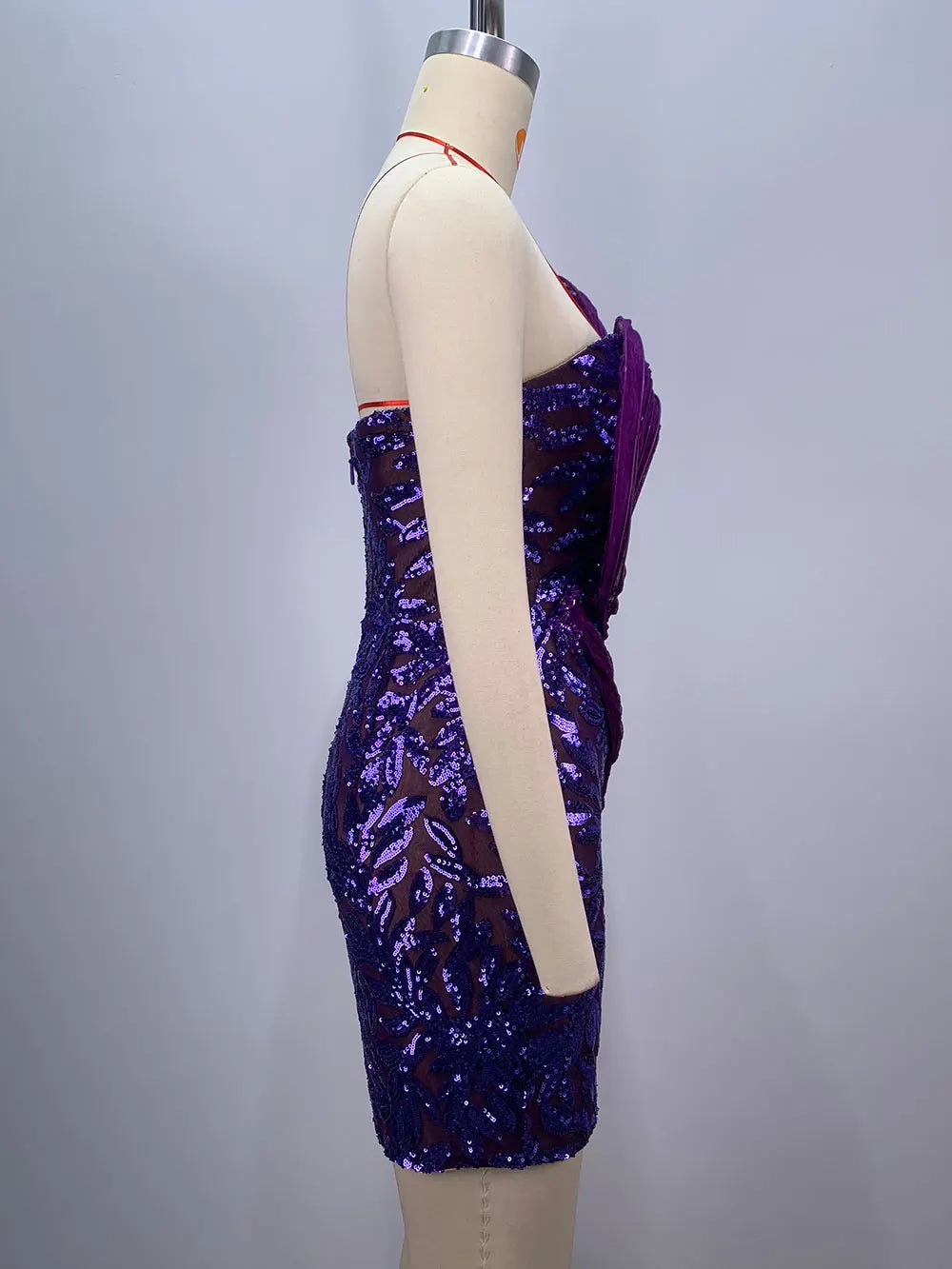 Patchwork Sequin Strapless Sleeveless Cocktail Party Bodycon Backless Mini Dress