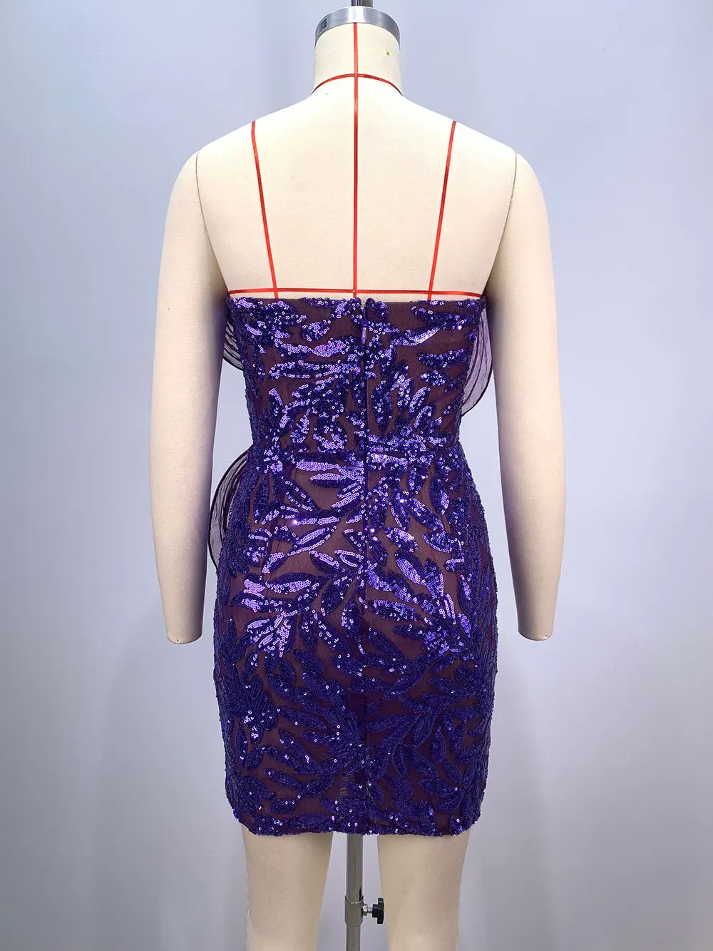 Patchwork Sequin Strapless Sleeveless Cocktail Party Bodycon Backless Mini Dress