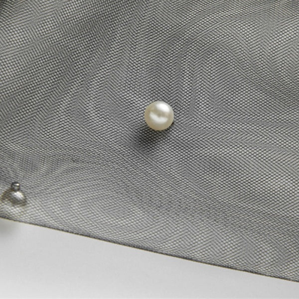 Elegant Pearl Beading Mesh Sleeve Tunic Dress