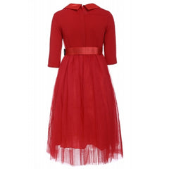 Peter Pan Collar Long Sleeve A-Line Midi Dress