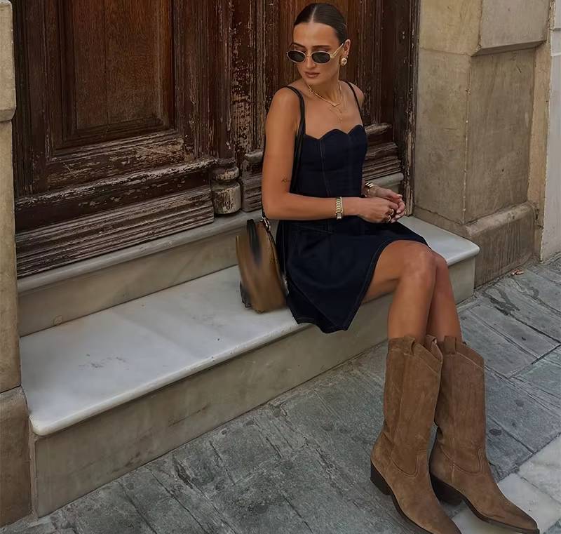 Pleated Sleeveless High Waist A-line High Street Sling Mini Dress