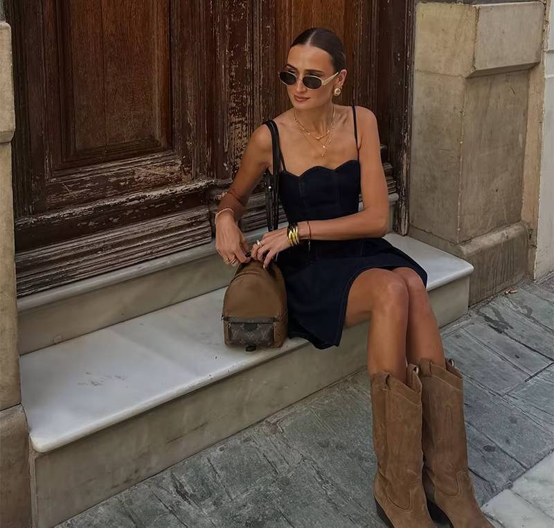 Pleated Sleeveless High Waist A-line High Street Sling Mini Dress