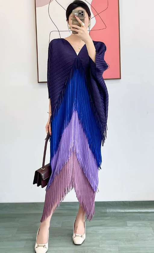 Pleated Tassel Slim Wrapped Hip One Step Gradual Dress