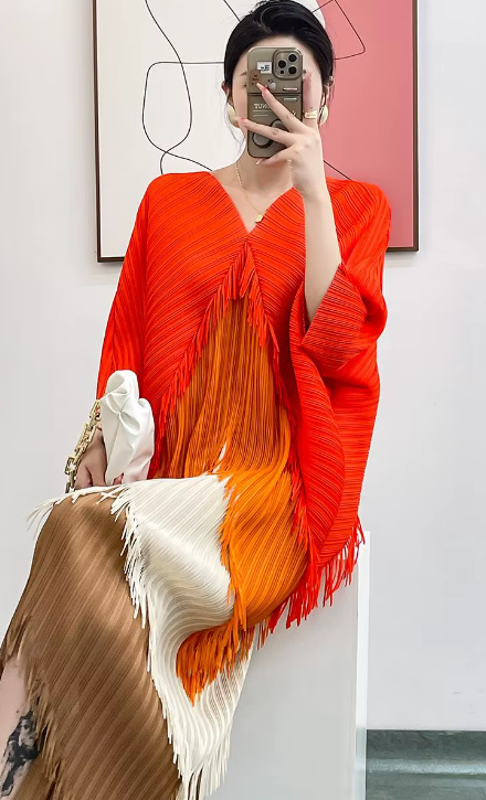Pleated Tassel Slim Wrapped Hip One Step Gradual Dress