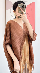Pleated Tassel Slim Wrapped Hip One Step Gradual Dress