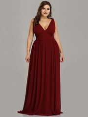 Plus Size Bridesmaid Dresses A Line V Neck Floor Length Zipper Matte Satin Formal Gowns