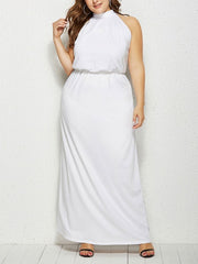 Plus Size Elegant Sleeveless Jewel Neck Long Dress