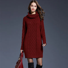 Plus Size Turtleneck Thick Sweater Dresses