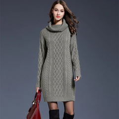 Plus Size Turtleneck Thick Sweater Dresses