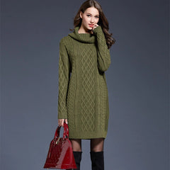 Plus Size Turtleneck Thick Sweater Dresses