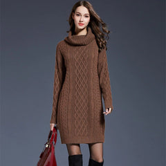 Plus Size Turtleneck Thick Sweater Dresses