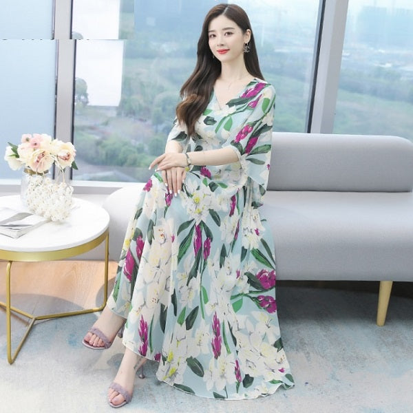 Plus Size Floral Chiffon Dress