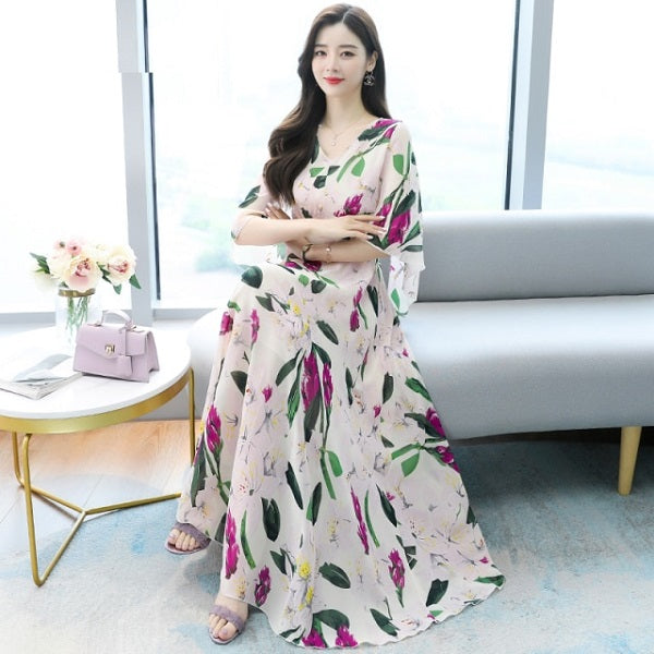Plus Size Floral Chiffon Dress