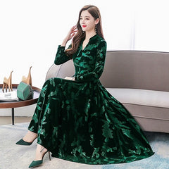 Plus Size Long Sleeve Solid Maxi Dress