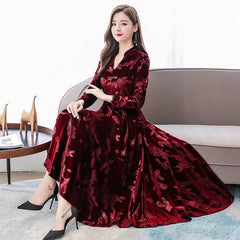 Plus Size Long Sleeve Solid Maxi Dress