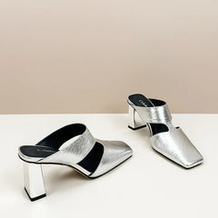 Plus size 42 Hollow Out Sandals Silver Chunky Pumps Luxury Design Slingback Gladiator Rome Shoes