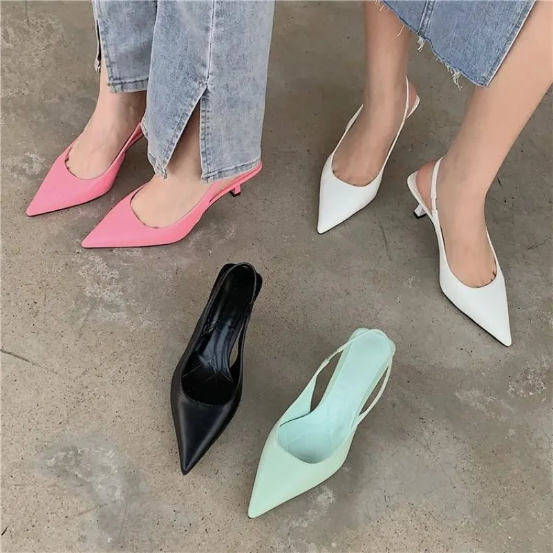 Pointed Toe Sandals Arrivals Black White Silver Dress Shoes