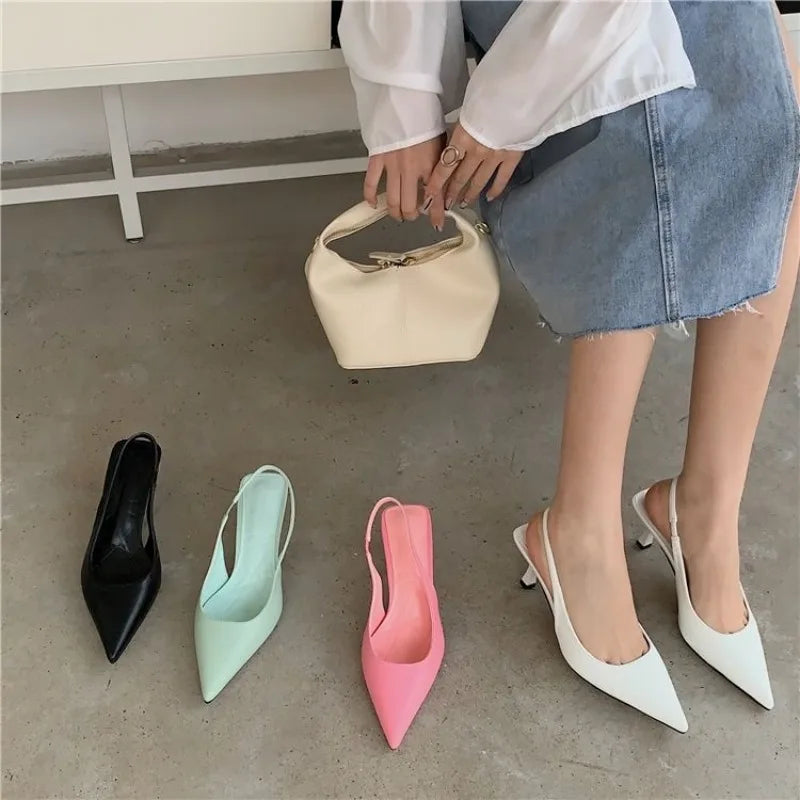 Pointed Toe Sandals Arrivals Black White Silver Dress Shoes