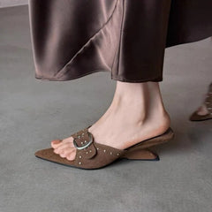 Pointed Toe Slippers Wedges Designer Shoes