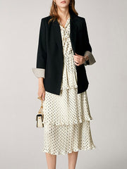 Polka Dot Long Sleeves Tiered Dress