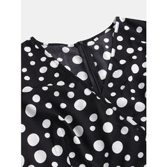 Polka Dot Print V-neck High Low Hem Dress