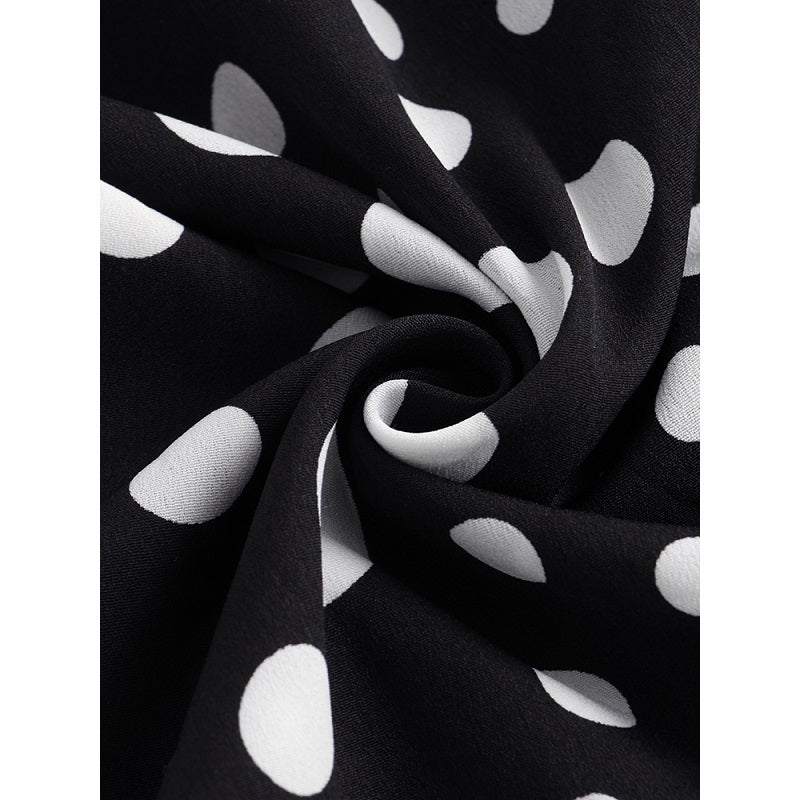 Polka Dot Print V-neck High Low Hem Dress