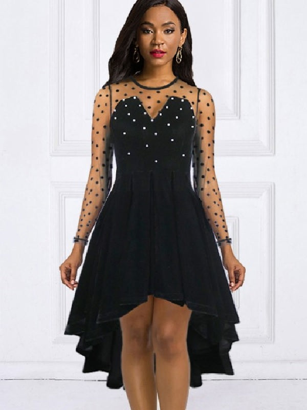 Polka Dots Beading High-Low Party Dresses