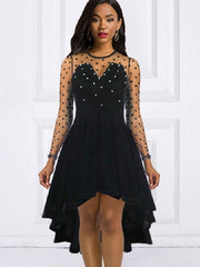 Polka Dots Beading High-Low Party Dresses