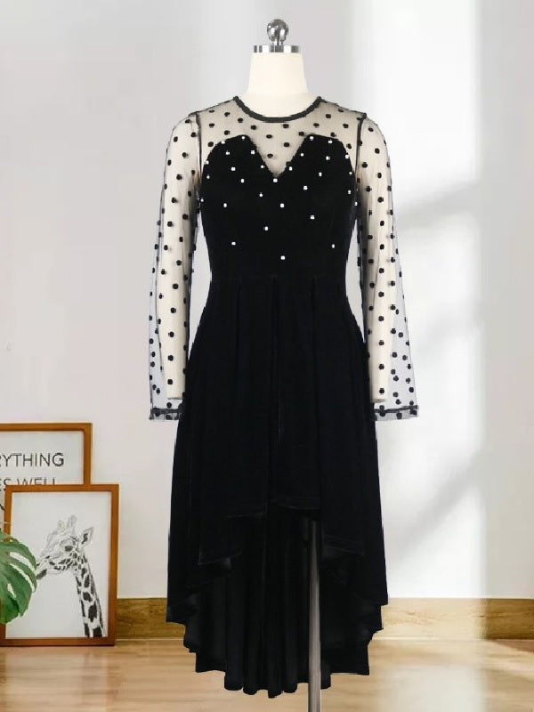 Polka Dots Beading High-Low Party Dresses